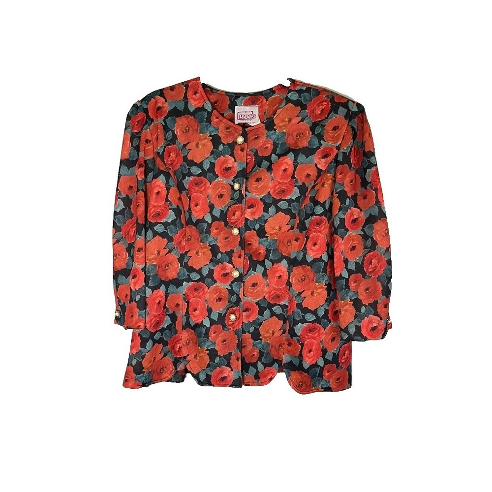 Vintage Floral Top 18WP Cottage Secretary Geek Retro Mod Romantic Feminine 80s